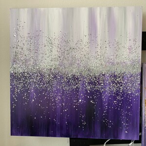 Silver Crushed Broken Glass and Glitter Sparkling Acrylic Painting ...