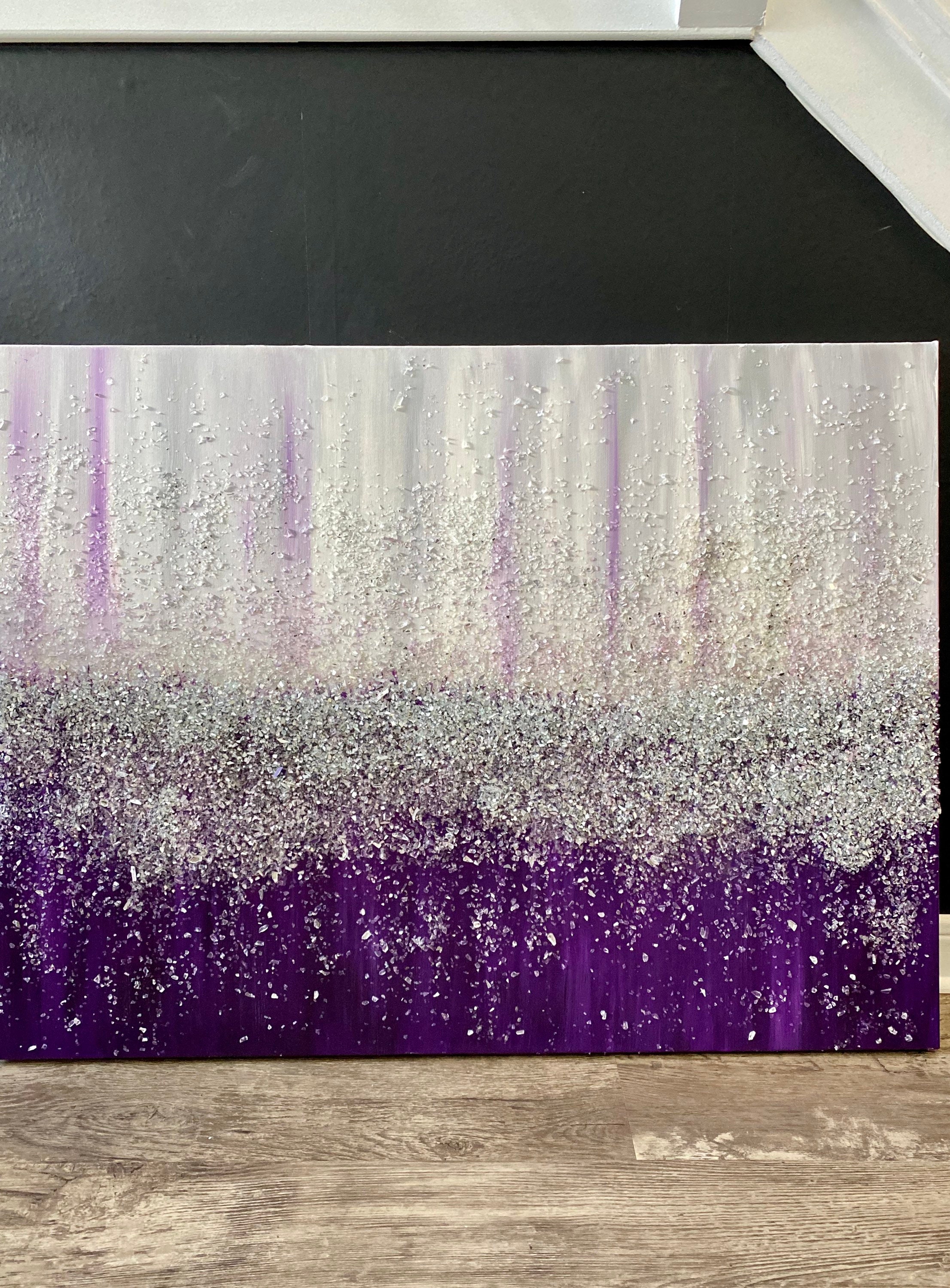 Original Abstract Textured Acrylic Painting With Crushed Mirror, Glitter,  Sand