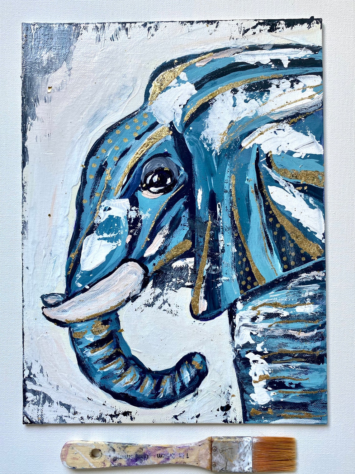 Abstract Elephant Art Original Art On Canvas Panel Etsy