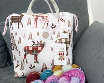 Knitting project bag  ,  arm knitting tote , on the go yarn bag , knit holder , yarn bowl , Christmas gift