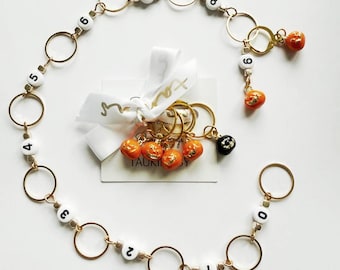 Halloween row counter, Pumpkin Chain row counter for knitting