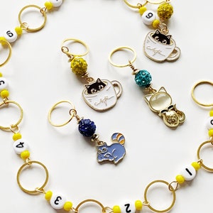 Cat Stitch counter, stitch markers, Knitting row counter, Chain row counter for knitting