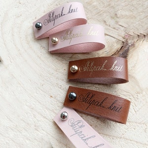 Personalized faux Leather tag , faux leather label, knit tag, knitting label, tags for handmade items, crochet, rivet tags, custom tags