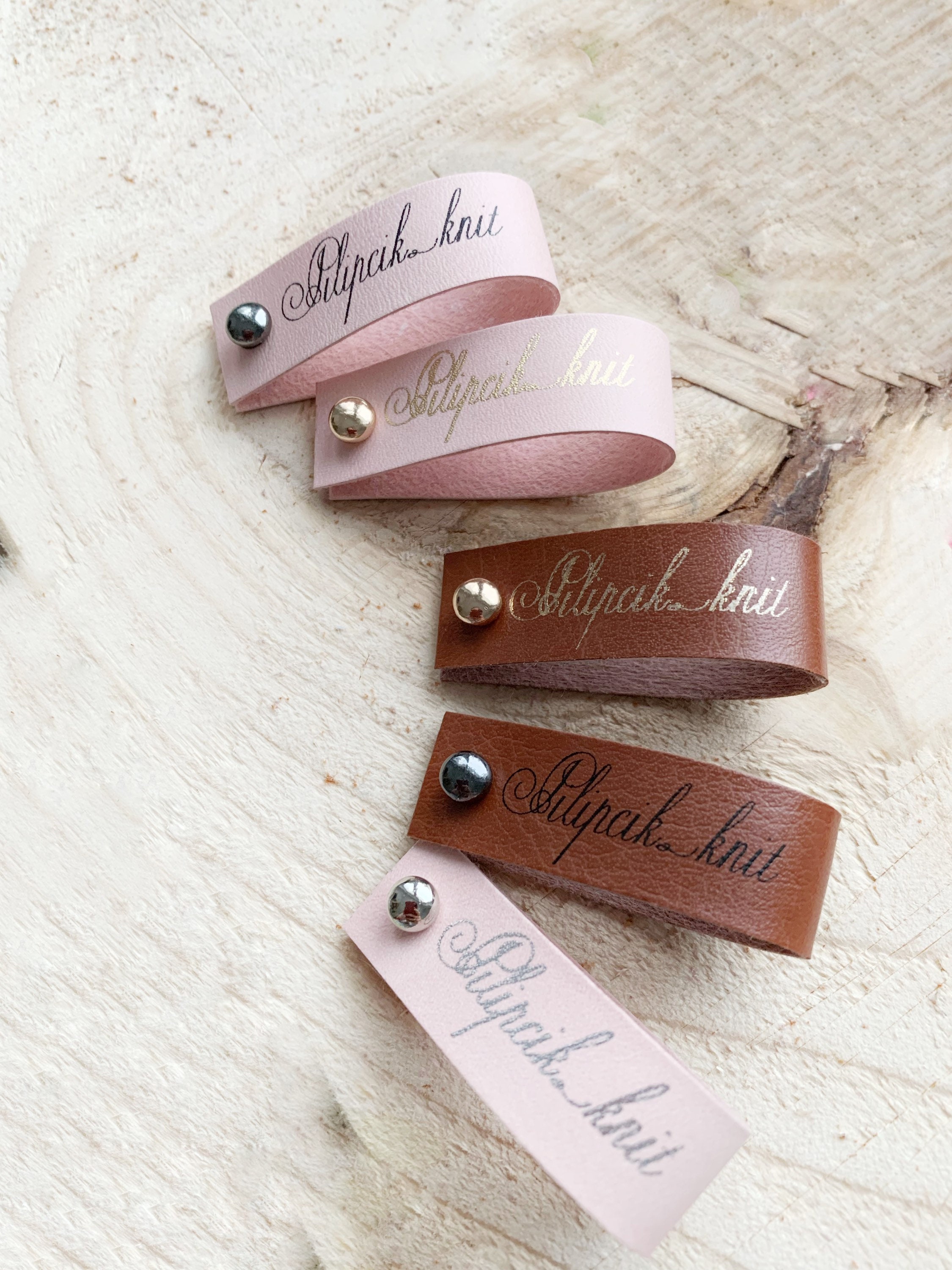 15x Customizable Rivet Leather Tags - Handmade labels with metal rivet  screw - Custom name beanie tags with rivets - tags for handmade items