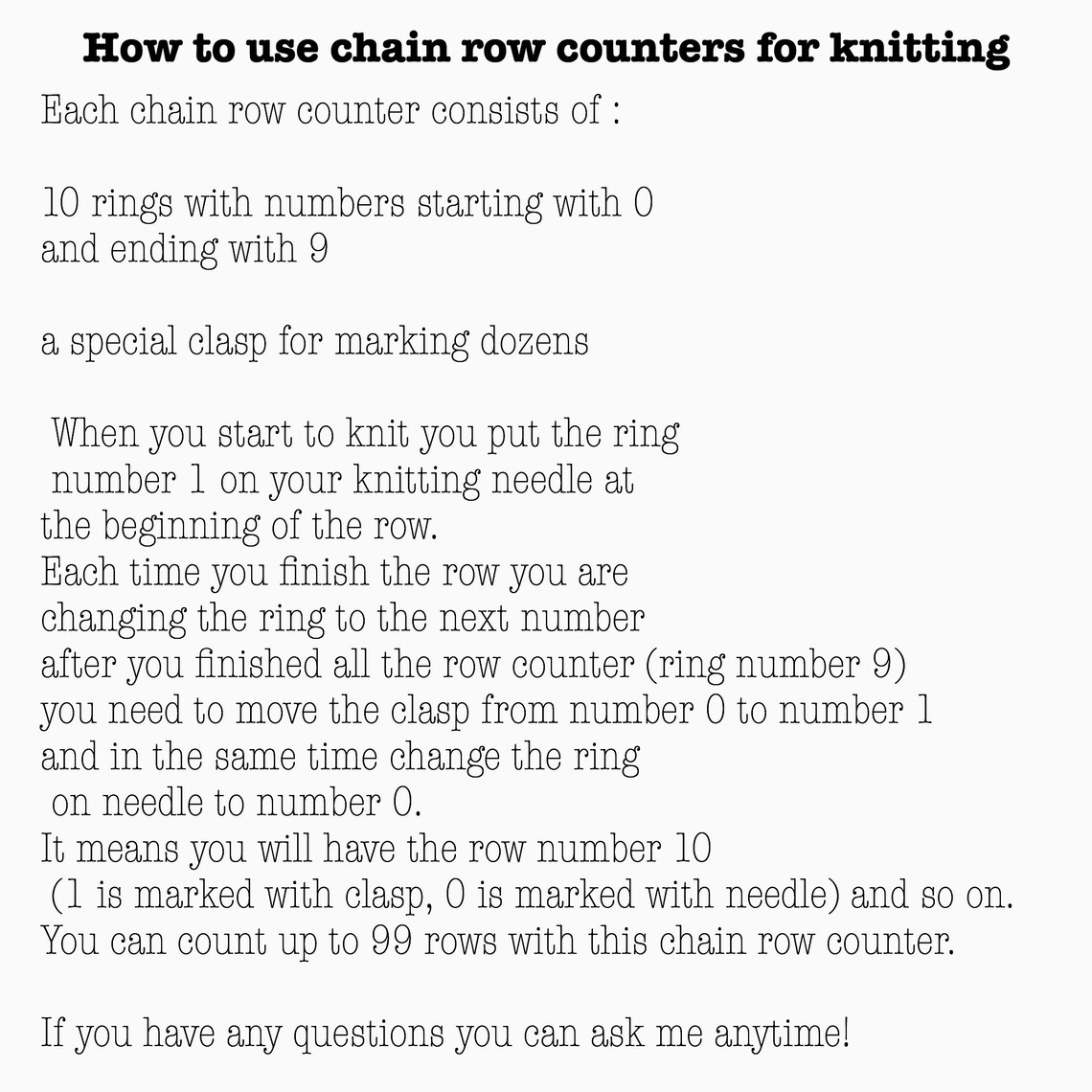 Chain Row Counter for Knitting Etsy