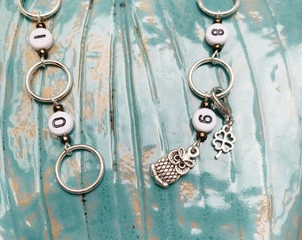 Owl Chain row counter , knitting row counter, gift for a knitter, christmas gift, stitch marker