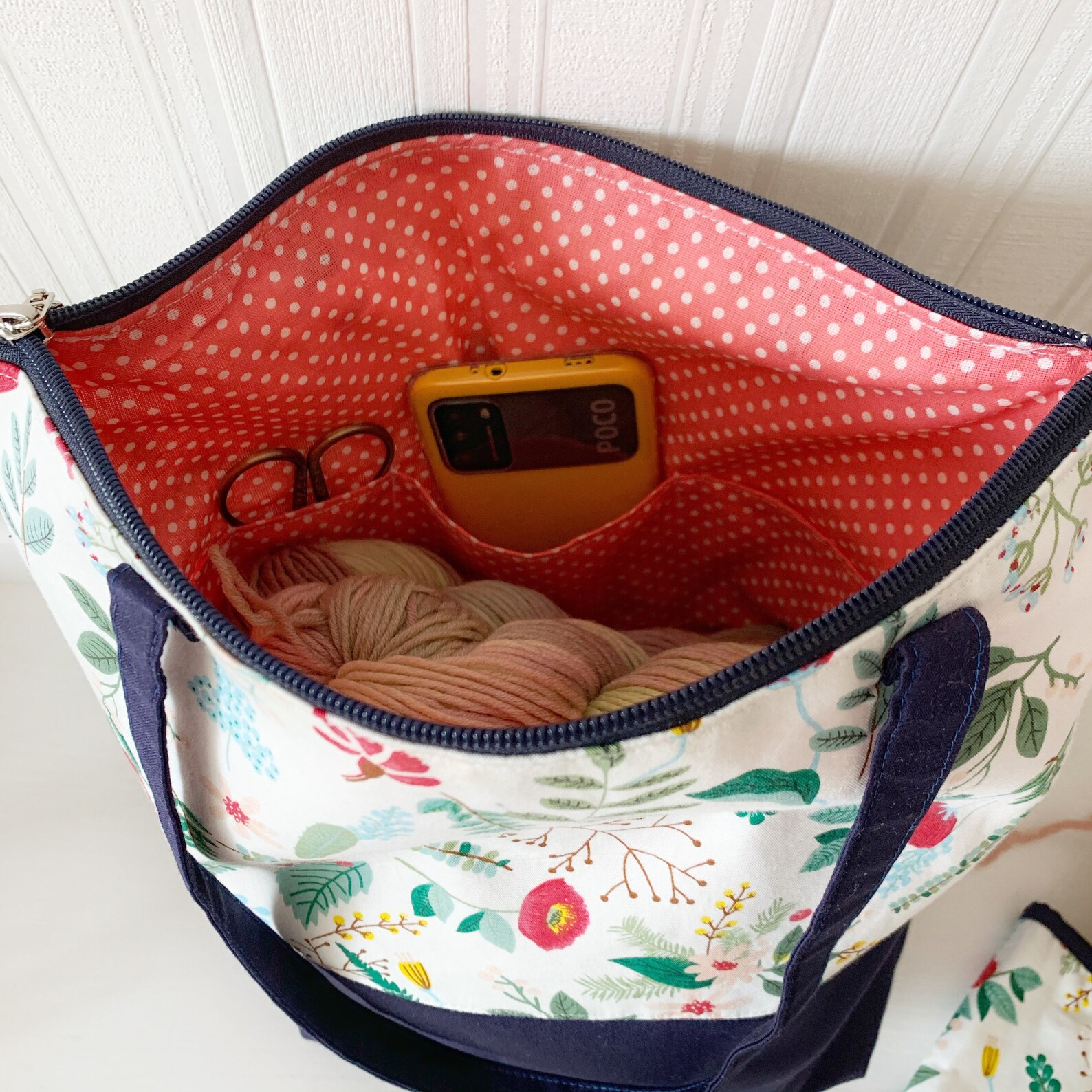 Large Knitting project bag knitting tote on the go yarn Etsy