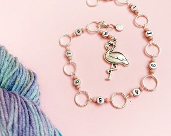 Flamingo Breien rij teller, ketting rij teller voor breien