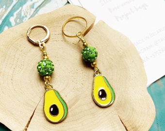 One ring stitch marker for knitting or crocheting with avocado charm , gift for a knitter , progress keepers