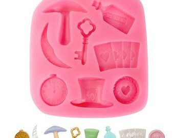 Alice in wonderland SHAKER mold Mad hatter mold Shakers Cheshire cat mold Resin mold Alice mold Keychain mold Card set mold