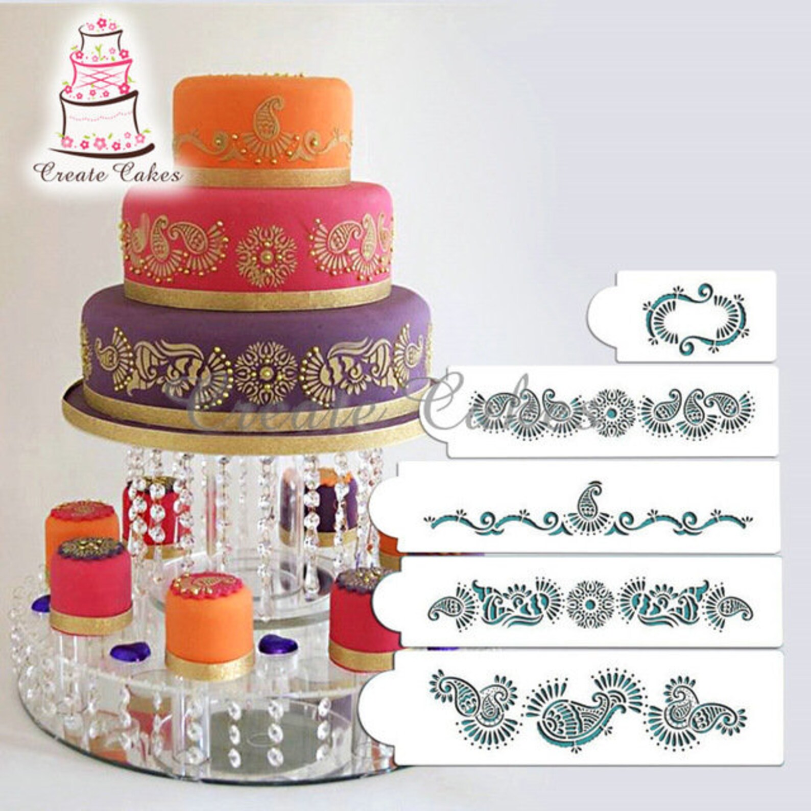 Mehndi Cake 5 Tier Stencil Set Stencil Set Wedding Cake Etsy