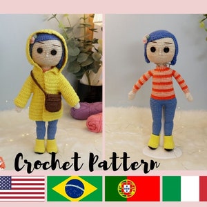 PADRÃO EM PORTUGUÊS Amigurumi boneca artesanal Coraline. Receita crochê de alta qualidade, o melhor presente de semper image 2