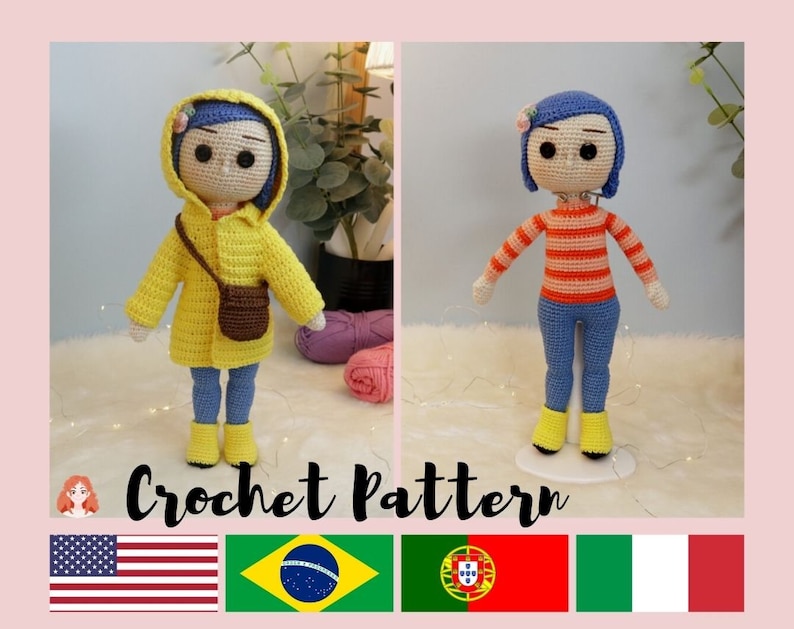 PADRÃO EM PORTUGUÊS Amigurumi boneca artesanal Coraline. Receita crochê de alta qualidade, o melhor presente de semper image 2