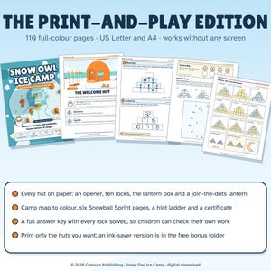 Snow Owl Ice Camp, Math Escape Room for Kids 8-12, Browser Game + Printable PDF image 8