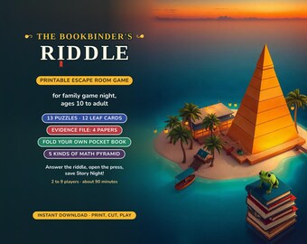 Family Escape Room Game, The Bookbinder's Riddle, Printable Evidence File Puzzle Kit (Ages 10+)