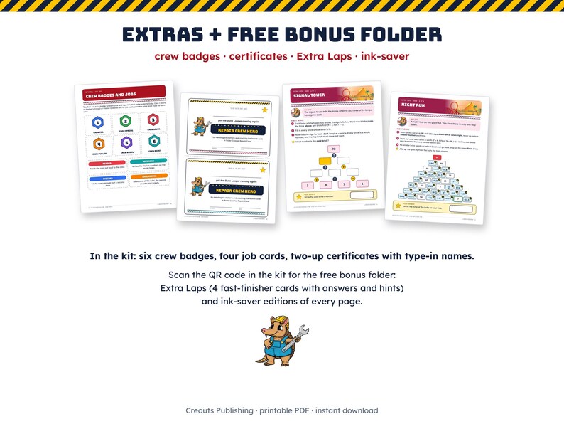 Math Escape Room for Grades 5-6, Roller Coaster Repair Crew, Printable Classroom Game image 9