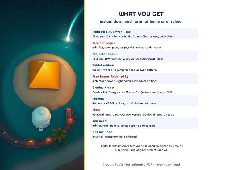 Solar System Escape Room for Grades 4-6, Comet Watch Countdown, Printable Science Game image 10