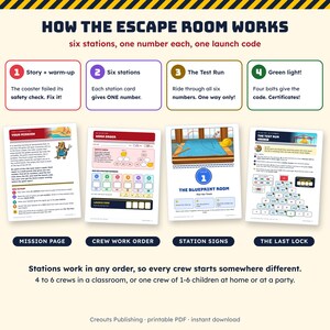 Math Escape Room for Grades 5-6, Roller Coaster Repair Crew, Printable Classroom Game image 2