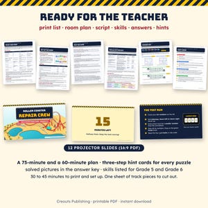 Math Escape Room for Grades 5-6, Roller Coaster Repair Crew, Printable Classroom Game image 8