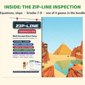 Printbaar wiskunde escape room pakket voor groep 5-8, Pi-dag, algebra, procenten, breuken afbeelding 6