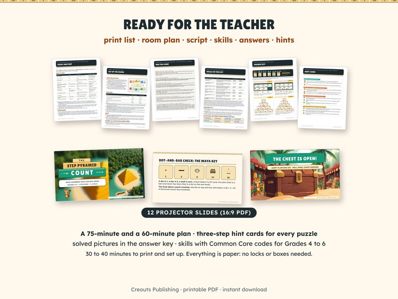 Maya Numbers Escape Room Grades 4-6, The Step Pyramid Count, Printable Math Game image 8