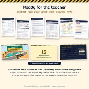 Math Escape Room for Grades 6-7, Tour Bus Breakdown, Printable Classroom Game image 8