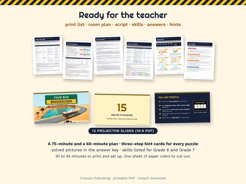 Math Escape Room for Grades 6-7, Tour Bus Breakdown, Printable Classroom Game image 8