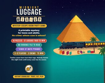 Mystery Escape Room Party Game for Teens and Adults, Midnight Luggage Mix-Up, No Crime