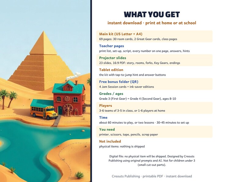 Math Escape Room for Grades 3-4, Gear Jam, Choose-Your-Path Classroom Game image 10