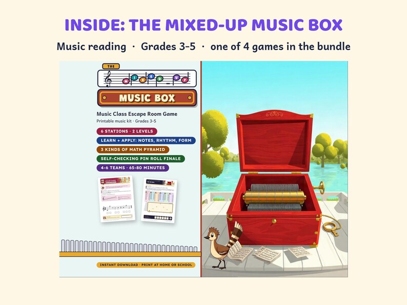 Printable Escape Room Bundle Grades 2-6, Reading, Music, Coding, Science Classroom Games image 4
