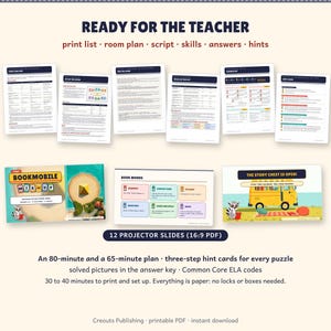 Reading Escape Room for Grades 2-3, The Bookmobile Mix-Up, Printable ELA Game imagen 8