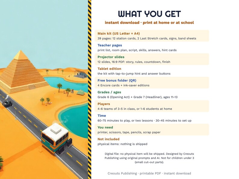 Math Escape Room for Grades 6-7, Tour Bus Breakdown, Printable Classroom Game image 10