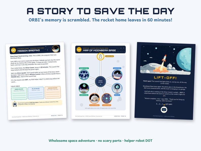 Moon Base Escape Room, Printable Space Party Game for Kids 8-12 (Instant Download) image 7