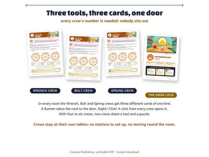 Math Escape Room for Grades 3-4, Gear Jam, Choose-Your-Path Classroom Game image 4