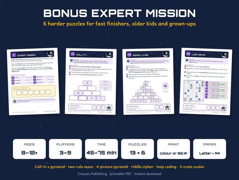 Moon Base Escape Room, Printable Space Party Game for Kids 8-12 (Instant Download) image 10
