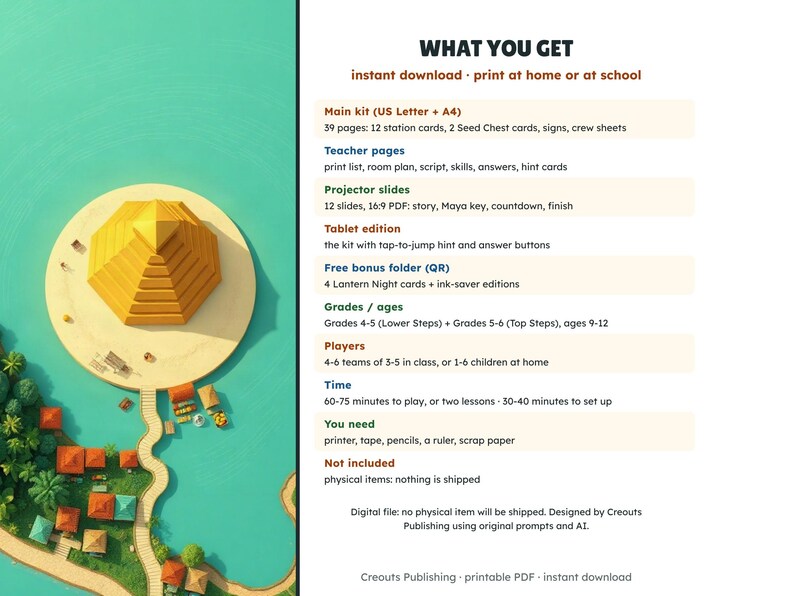 Maya Numbers Escape Room Grades 4-6, The Step Pyramid Count, Printable Math Game image 10