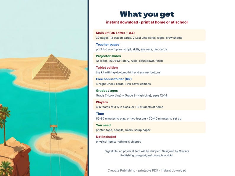 Math Escape Room for Grades 7-8, The Zip-Line Inspection, Printable Algebra Game image 10