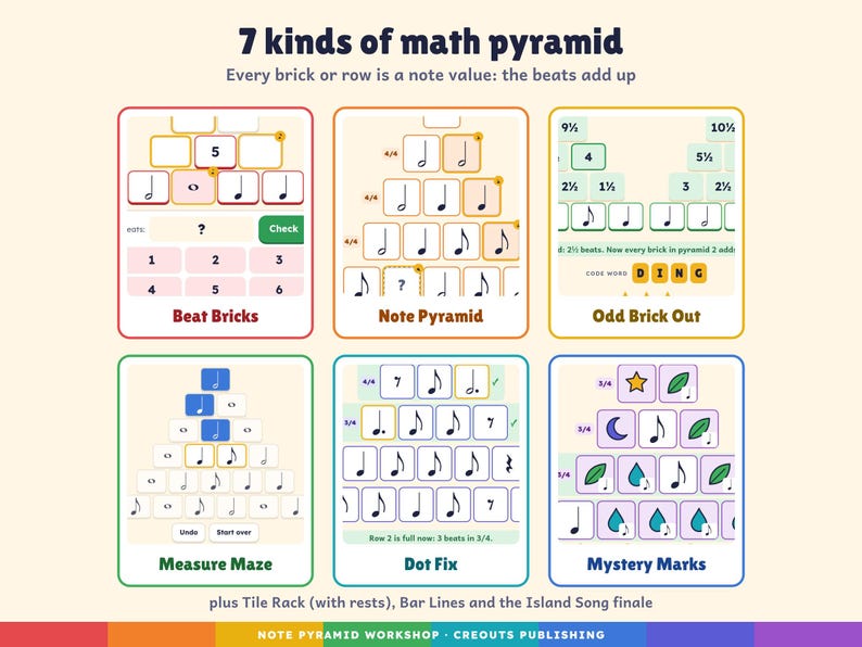 Music Escape Room Game Grades 3-5, Note Pyramid Workshop, Self-Checking Browser + PDF imagen 5