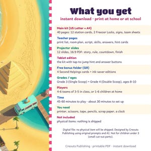 Math Escape Room for Grades 3-4, Ice Cream Truck Meltdown, Printable Classroom Game image 10