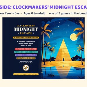 Paquete imprimible de Escape Room, Vacaciones de invierno en familia, Cuenta regresiva de diciembre, Nochevieja, Búsqueda de regalos imagen 5