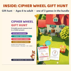 Paquete imprimible de Escape Room, Vacaciones de invierno en familia, Cuenta regresiva de diciembre, Nochevieja, Búsqueda de regalos imagen 4