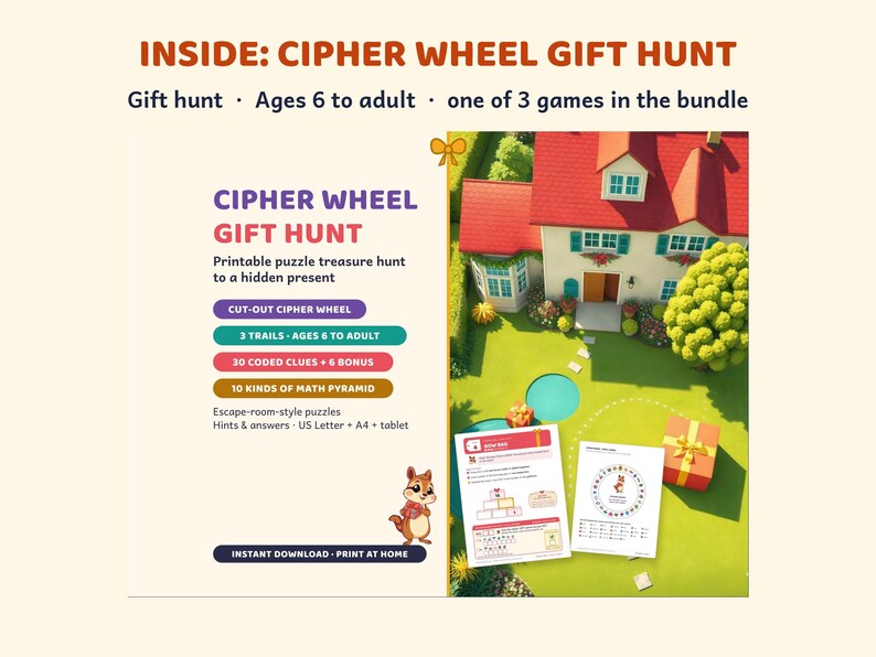 Paquete imprimible de Escape Room, Vacaciones de invierno en familia, Cuenta regresiva de diciembre, Nochevieja, Búsqueda de regalos imagen 4