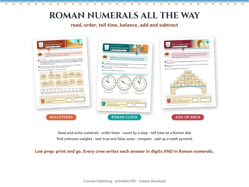Roman Numerals Escape Room Grades 3-5, The Aqueduct Leak, Printable Math Game image 6