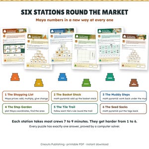 Maya Numbers Escape Room Grades 4-6, The Step Pyramid Count, Printable Math Game image 3