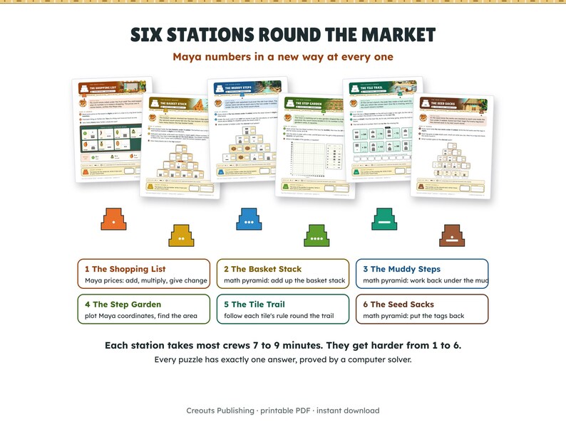 Maya Numbers Escape Room Grades 4-6, The Step Pyramid Count, Printable Math Game image 3