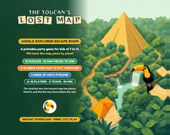 Jungle Explorer Escape Room for Kids 7-11, The Toucan's Lost Map, Printable Party Game