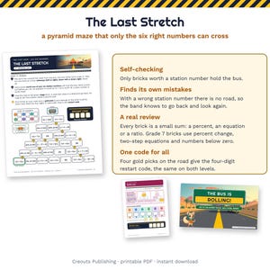 Math Escape Room for Grades 6-7, Tour Bus Breakdown, Printable Classroom Game image 7