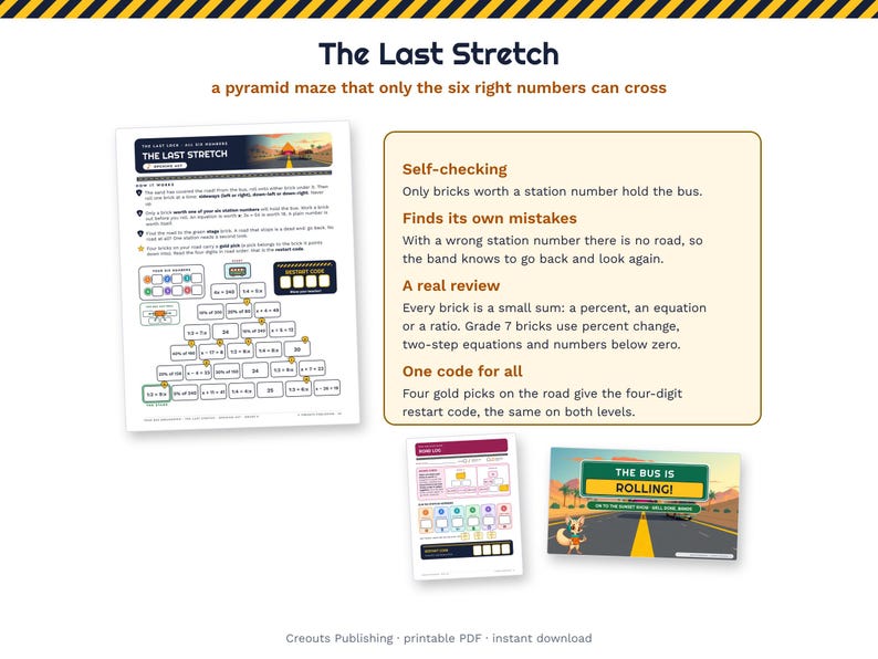 Math Escape Room for Grades 6-7, Tour Bus Breakdown, Printable Classroom Game image 7