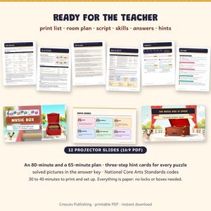 Escape Room Game for Grades 3-5, The Mixed-Up Music Box, Printable Note Reading Activity image 8