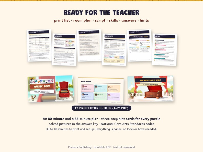 Escape Room Game for Grades 3-5, The Mixed-Up Music Box, Printable Note Reading Activity image 8